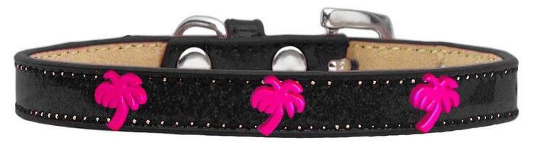 Pink Palm Tree Widget Dog Collar Black Ice Cream Size 18